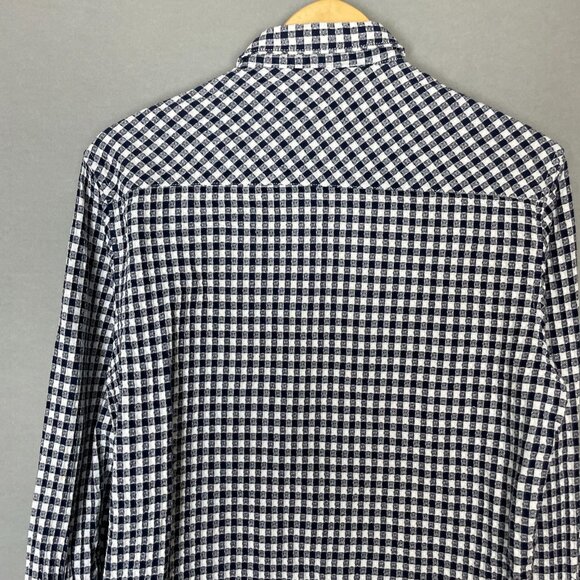 Lawman Pg 3 Shirt Gingham Size XL Navy Blue White Textured Button-Up Office Work - Picture 7 of 11